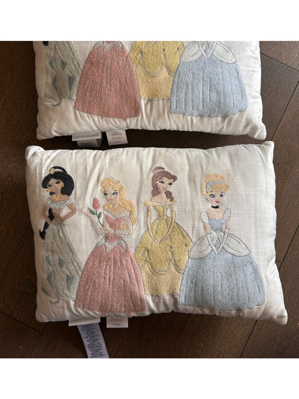 Pottery barn Embroidered Disney Princess Pillows x2